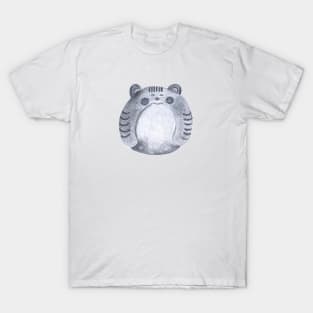 Cute Fluffy Cat in Grayscale T-Shirt